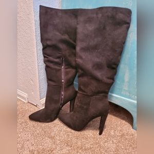 Womens black faux suede boots